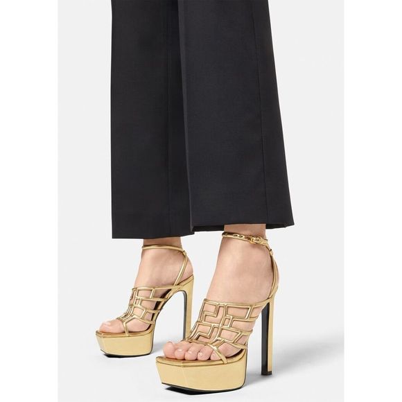 VERSACE GRECA MAZE PLATFORM SANDALS